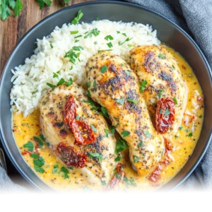 A close-up of Crockpot Marry Me Chicken cooking in a slow cooker