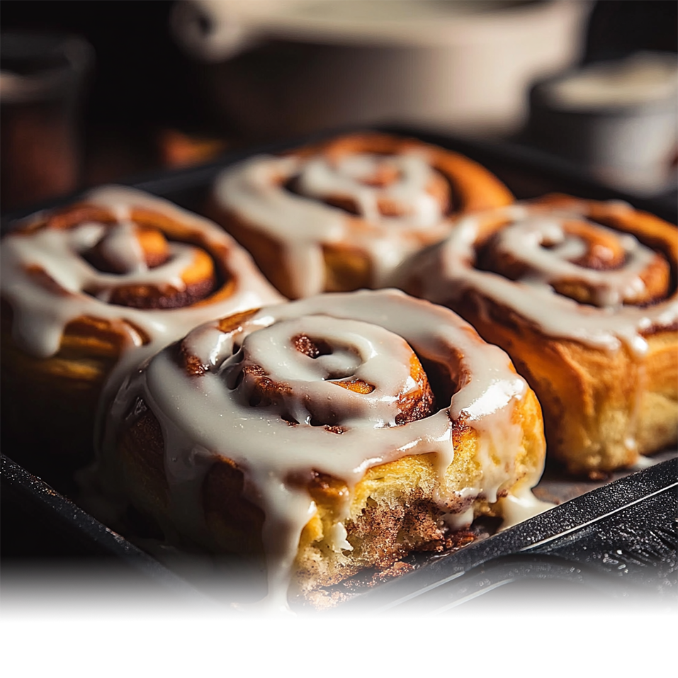 Ingredients for cinnamon rolls with cream