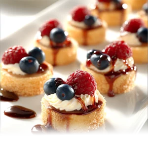 Juniors Mini Cheesecakes with a graham cracker crust and fresh fruit topping